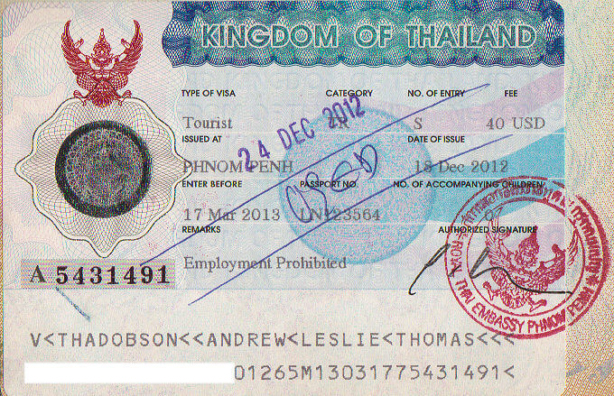 30 day tourist visa thailand